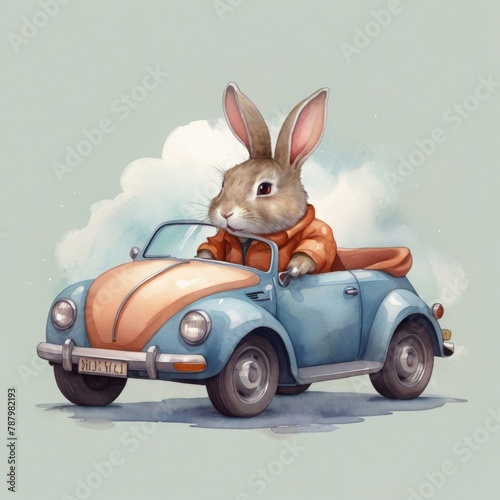 Whimsical Journeys: The Enchanting Adventures of a Bunny Behind the Wheel (Generative Ai)