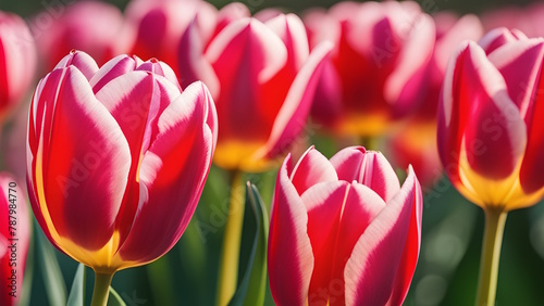 A close up of a pink and yellow tulips generative ai