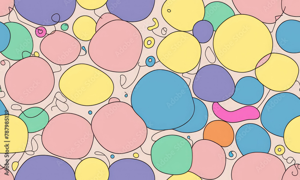 Colored children's doodle pattern. Abstract seamless pattern. AI generated.