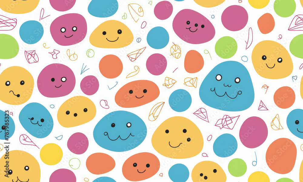 Colored children's doodle pattern. Abstract seamless pattern. AI generated. Colored children's doodle pattern. Abstract seamless pattern. AI generated.