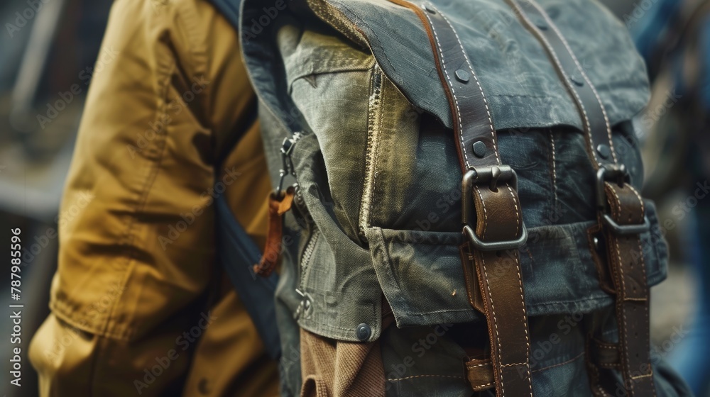 Adventure awaits with a close-up of a travel backpack, blending functionality with the spirit of hunting travel Adventure awaits with a close-up of a travel backpack, blending functionality with the spirit of hunting travel