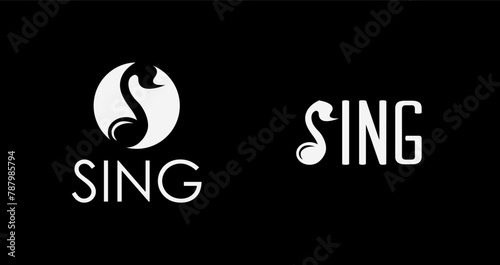 Letter S for sing / singing logo, s music logo, s for musical note logo icon on black background