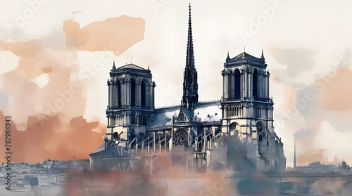 Notre Dame cathedral in Paris, France. Scenic travel background. generative.ai photo