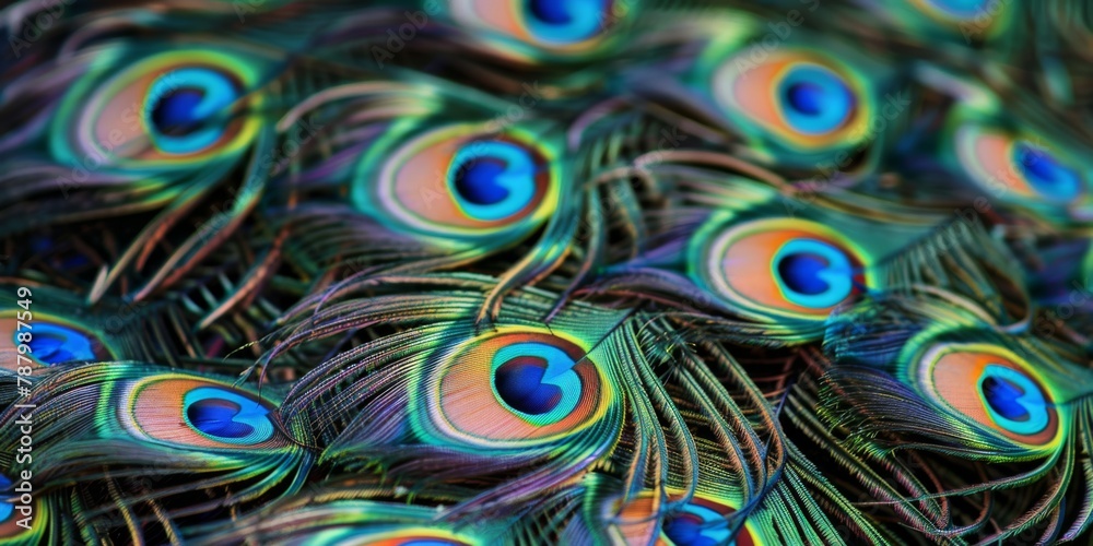 Obraz premium Vibrant Peacock Feathers Displaying Lustrous Colors and Patterns