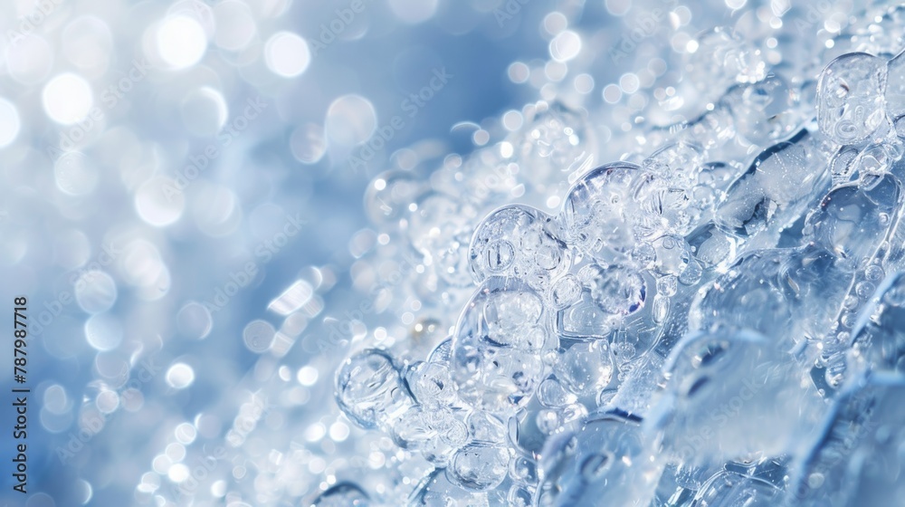 Shimmering Clear Ice Bubbles with Sparkling Bokeh Background Shimmering Clear Ice Bubbles with Sparkling Bokeh Background