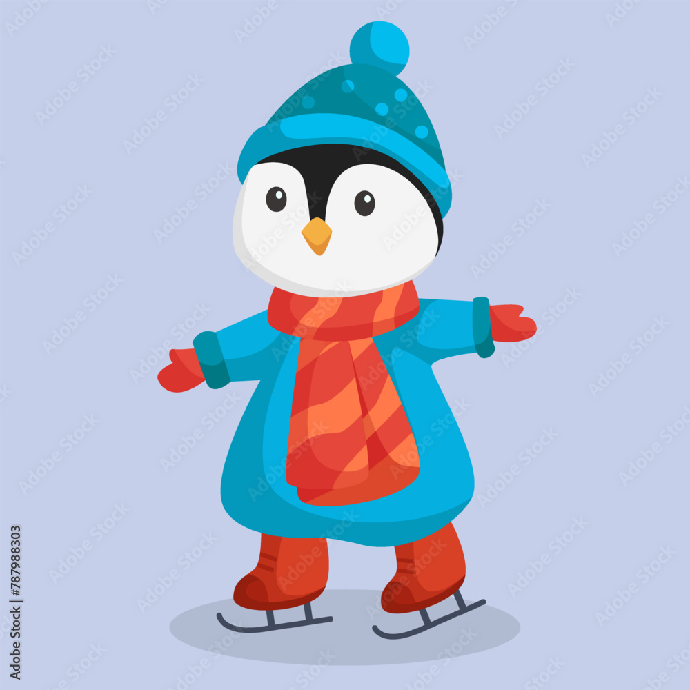 Winter Penguin Character Design Illustration Winter Penguin Character Design Illustration