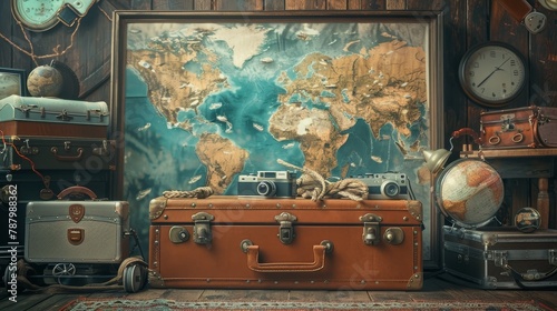 Packed large suitcase ready for a grand voyage, capturing the excitement of new destinations