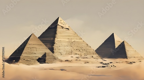Egyptian pyramids in Giza a wonder of the world. generative.ai