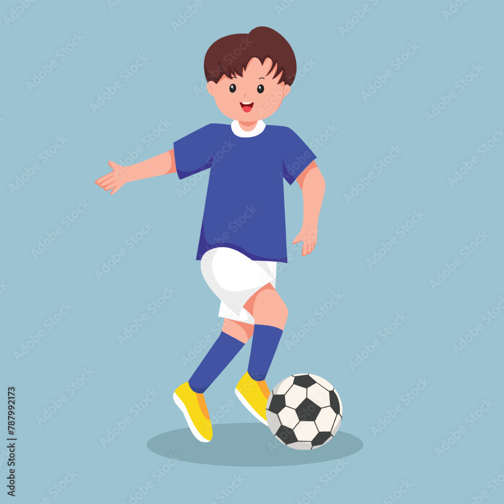 Kid Playing Football Character Design Illustration Kid Playing Football Character Design Illustration