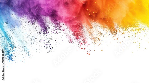 rainbow colored powder explosion on white background,Colorful powder abstract design © @_ greta