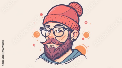 Wallpaper Mural A cartoon illustration of a man with glasses and beard, AI Torontodigital.ca