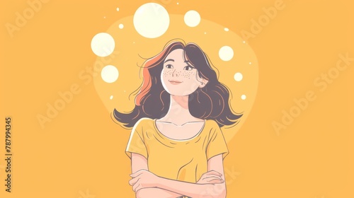 A cartoon illustration of a woman with her arms crossed, AI