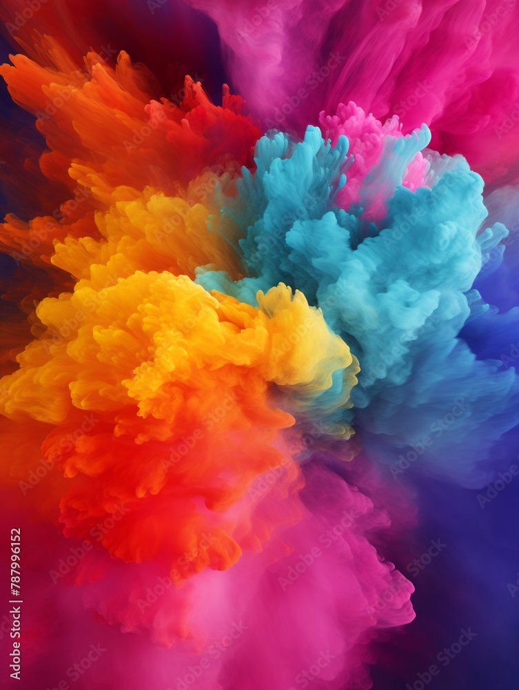 Elegant colorful powder arc, close view, dynamic throw, lively shades, 3D render , 3DCG , cinematic , 8K , high-resolution