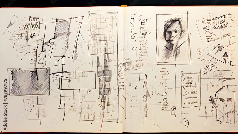 sketchpad pages filled with intricate pencil sketches sketchpad pages filled with intricate pencil sketches