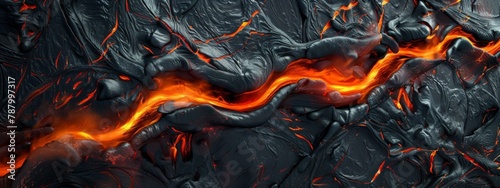 Molten lava flowing over rock