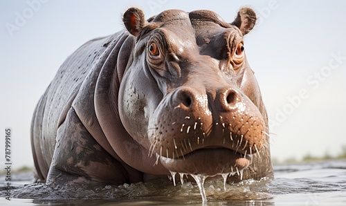 Close-Up of Hippopotamus in Water