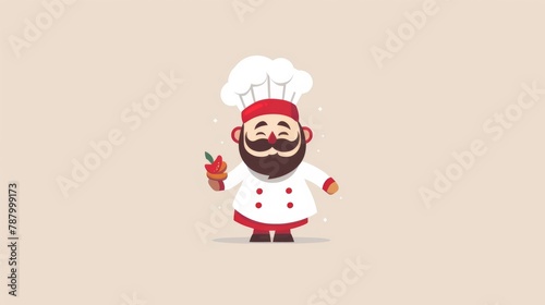 A cartoon chef holding a pepper in his hand, AI
