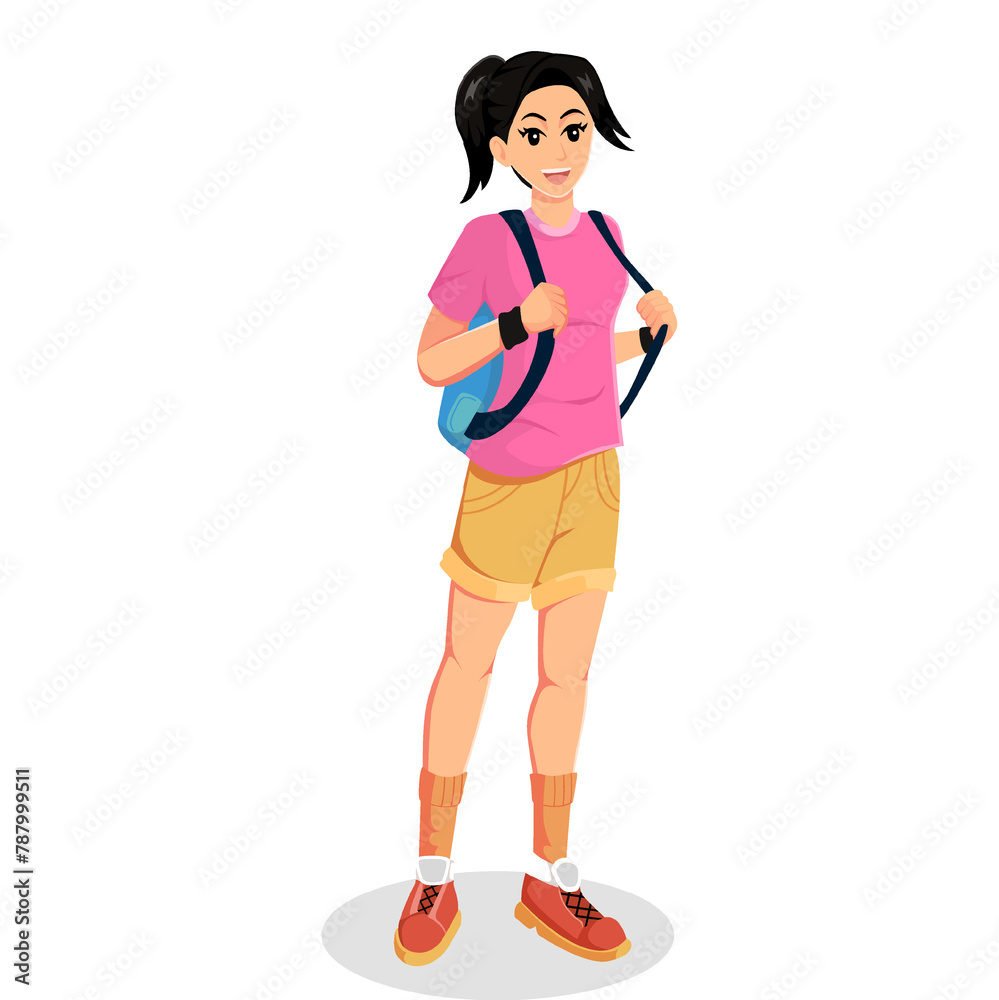 Traveler with Backpack Character Design Illustration Traveler with Backpack Character Design Illustration