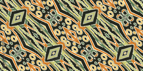 intricate geometric ethnic oriental ikat seamless pattern traditional textile design vector illustration