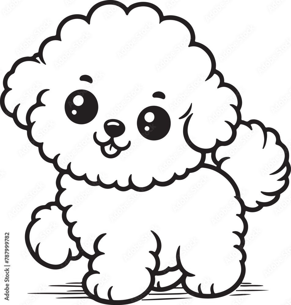 cute Bichon Frise dog pet cartoon outline, vector line art illustration, isolated on transparent background cute Bichon Frise dog pet cartoon outline, vector line art illustration, isolated on transparent background