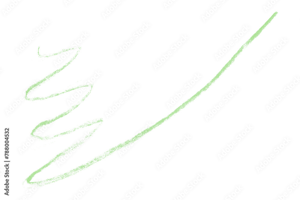 green pencil strokes isolated on transparent background