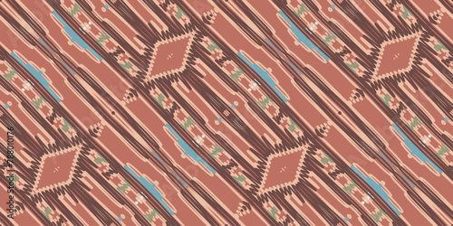 intricate geometric ethnic oriental ikat seamless pattern traditional textile design vector illustration