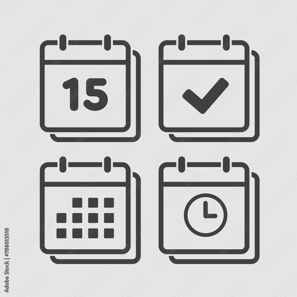 Icon calendar number 15, agenda app, timer, done Icon calendar number 15, agenda app, timer, done