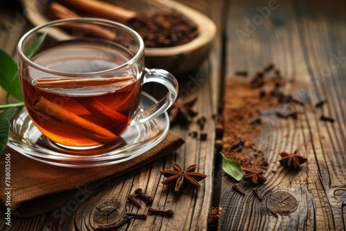Cinnamon tea with a pleasant scent on table