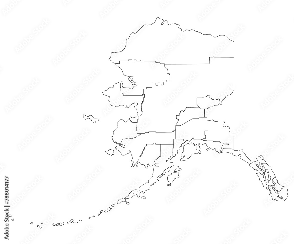 Fototapeta premium Alaska borough outline map with white background