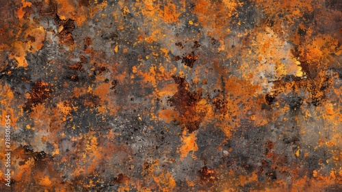 seamless texture of rusted metal grunge with corroded surfaces and vibrant orange and brown tones