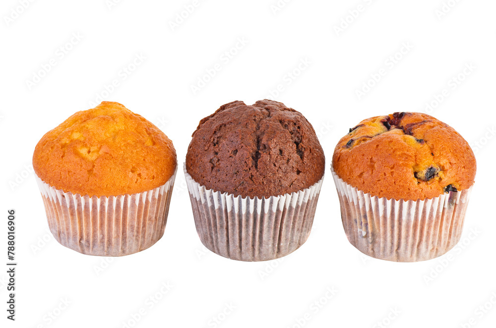 Fresh muffins with jam,raisins and chocolate