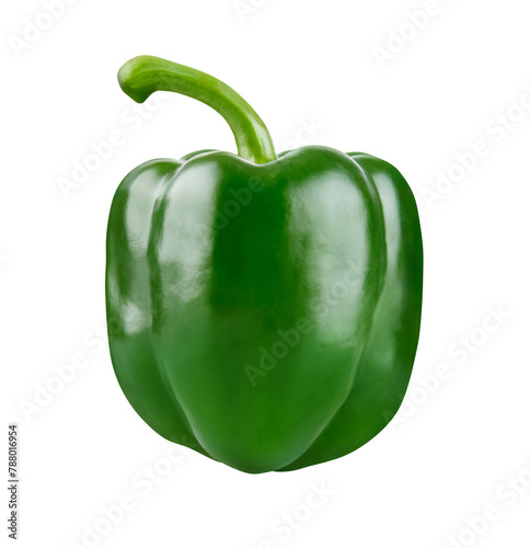 Fresh green pepper vegetable isolated. PNG.