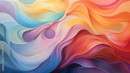 Flowing abstract ribbons in a rainbow spectrum, creating a sense of movement