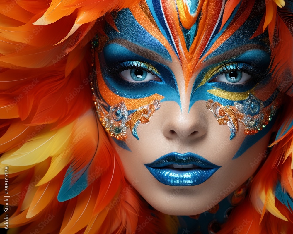 Makeup artistry featuring vivid colors, fashion forward, imaginative flair  ,3DCG,high resulution,clean sharp focus