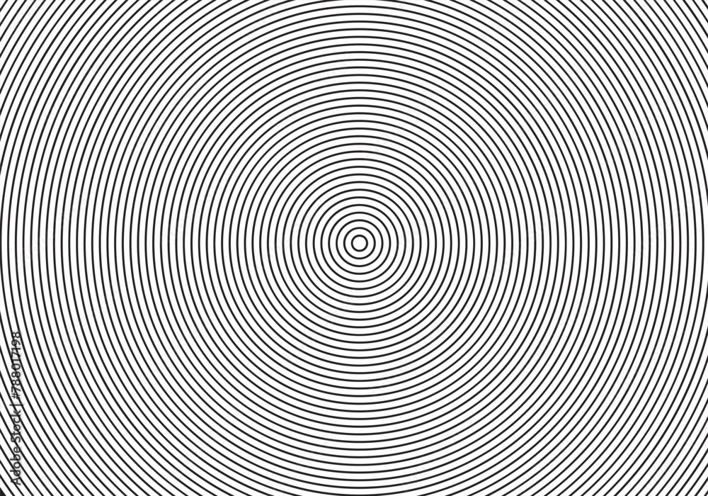 Circular circle spiral in black white color, boundary shape.