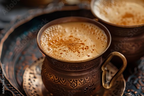 Closeup of traditional masala or karak chai