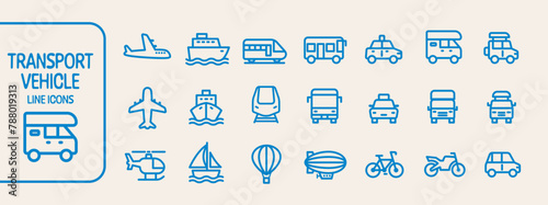 Transport aircraft and vehicle icon set