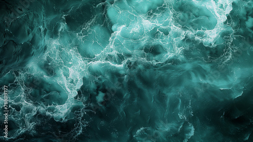  Dark, turbulent, blue-green sea surface