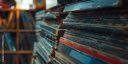 A Large Stack of Records in a Room. Generative AI