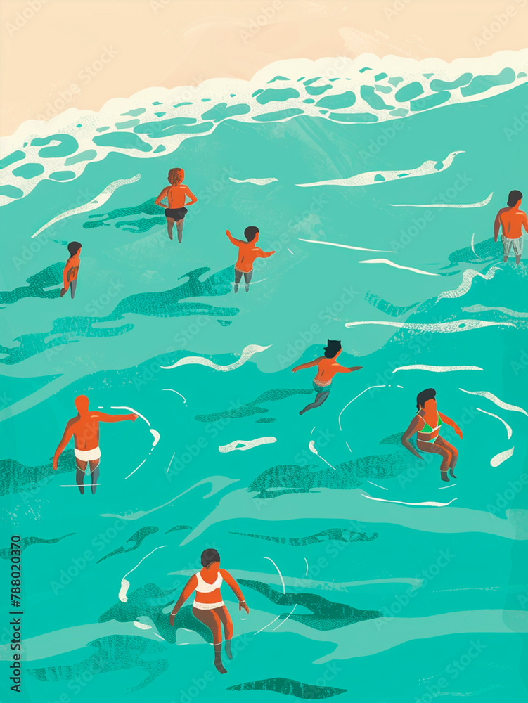 Obraz premium pattern with swiming children