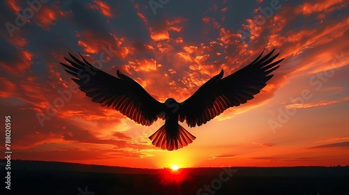 Angel Wings: A photo of a silhouette of angel wings against a sunset sky