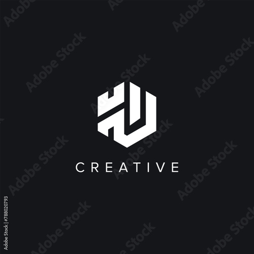 Alphabet Letters HU UH Creative Logo Initial Based Monogram Icon Vector Element.