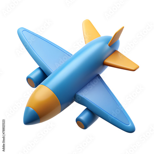 Airplane 3d catroon. Realistic retro flight plane Icon isolated on white background. Vector illustration