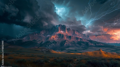 Dramatic Landscapes  A photo of a rugged mountain range under a stormy sky