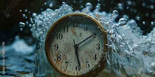 Wallpaper Mural Clock Submerged in Water. Generative AI Torontodigital.ca