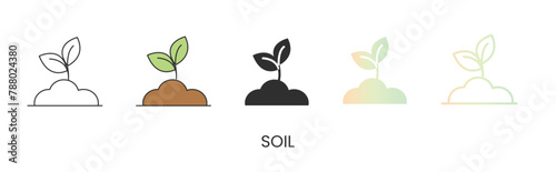 Vector soil icon, icon in solid, gradient and line styles and lineal color. Trendy colors. Isolated on a white background. Editable stroke