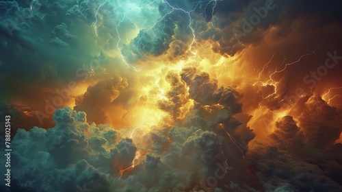 Thunder and Lightning: A photo of lightning illuminating the clouds from within