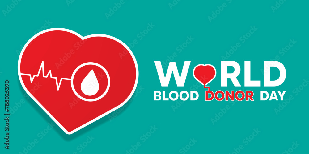 World Blood Donor Day. Heart and blood. Great for cards, banners, posters, social media and more. Green background.
World Blood Donor Day. Heart and blood. Great for cards, banners, posters, social media and more. Green background.