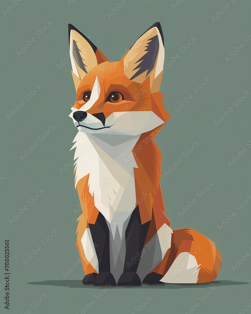 Obraz premium Fox 3d, cartoon, flat design