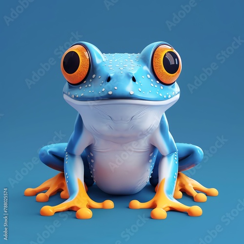 Frog 3d, cartoon, flat design photo